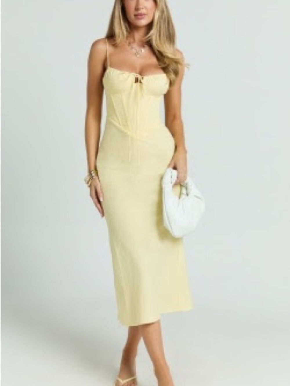Showpo Yellow Spaghetti-Strap Midi Dress - Women's Summer Dress. Brand New